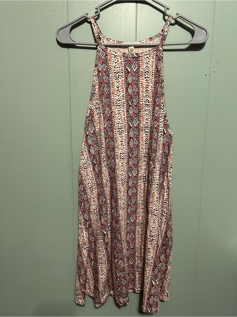 Billabong Aztec-Print A-Line Skirt in Red and Cream